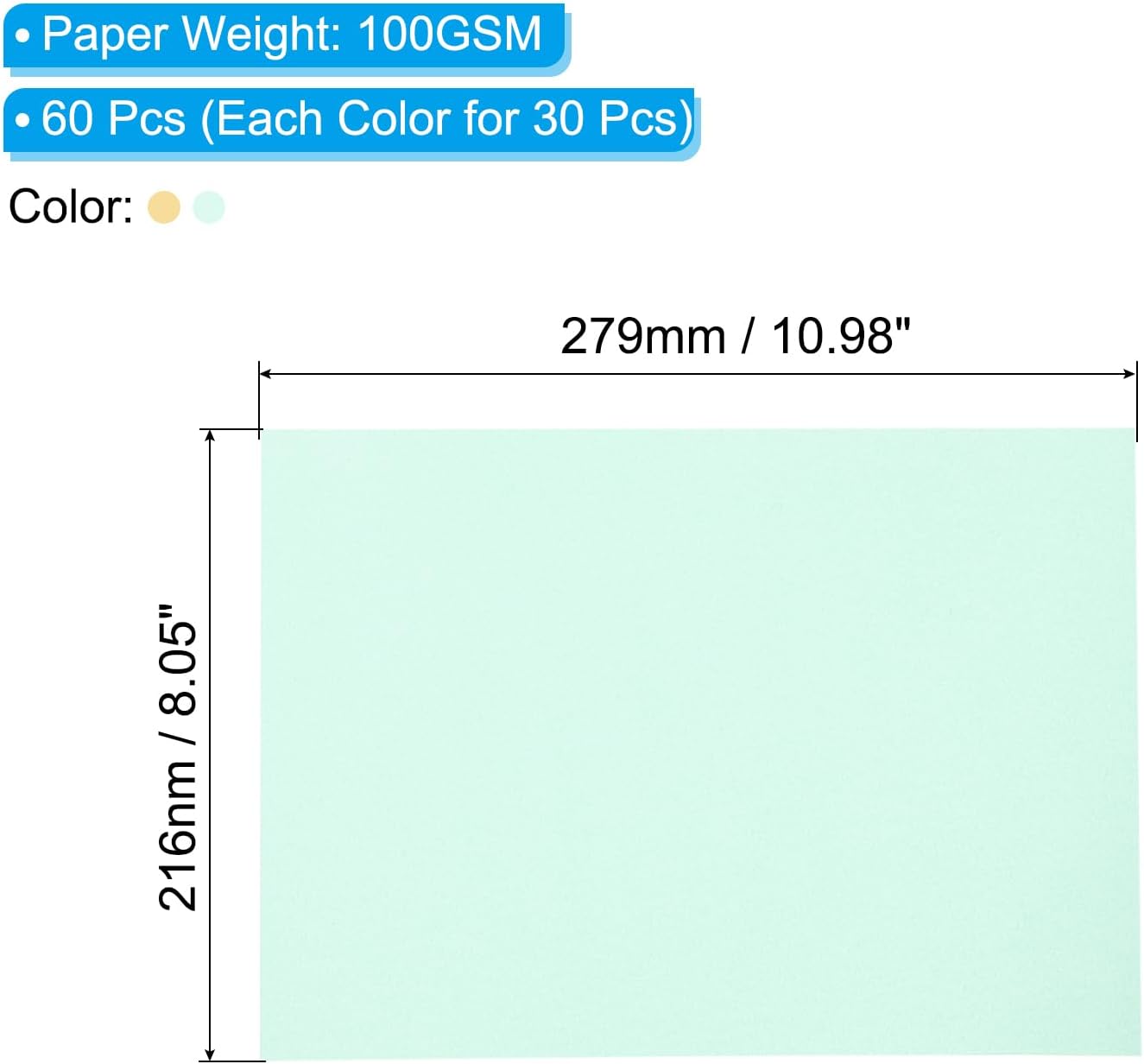 PATIKIL 60 Sheets Vellum Paper 8.5x11inches, Printable Translucent Paper 100GSM Colored for Invitations Laser Inkjet Printing Card Making Crafting Wedding Tracing, Beige Gold/Light Blue