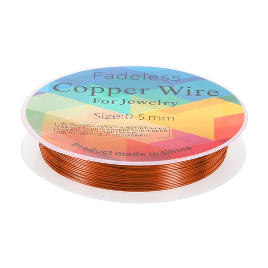 HARFINGTON 20ft Jewelry Wire, 24 Gauge (0.5mm) Brass Craft Soft Metal Tarnish Resistant Copper Beading Wire for Jewelry Making Supplies Crafting, Coffee