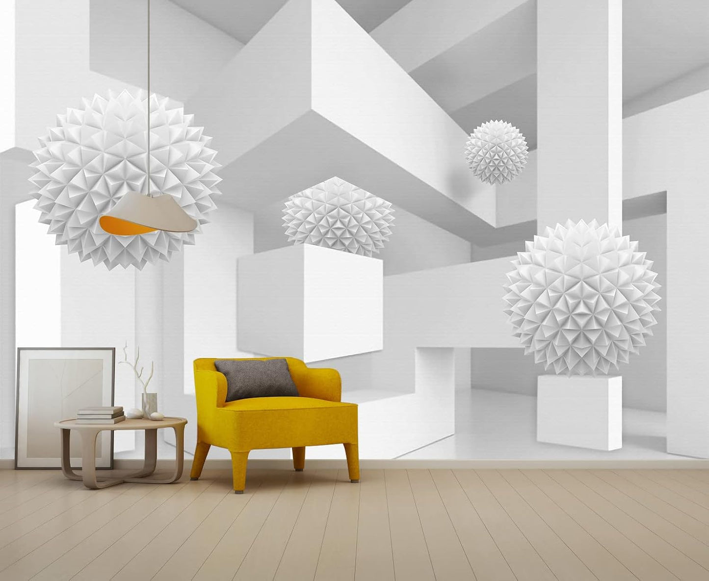 3D Wallpaper Abstract Tunnel Space Stereo Wall Mural Metal Ball Tapiz para Pared for Bedroom Living Room TV Background Wall Studio（Not Peel and Stick）