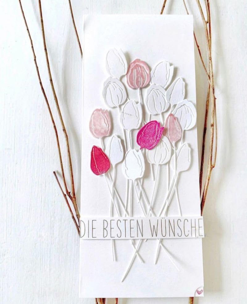 Lapoo Metal Cutting Die for Scrapbooking, 3D Backgrounds Frame New Cutting Dies DIY Album Card Making Decor Paper Craft Metal Die Cuts Party Wedding Decorations (3 Buds 4.5 x 1.7 in)