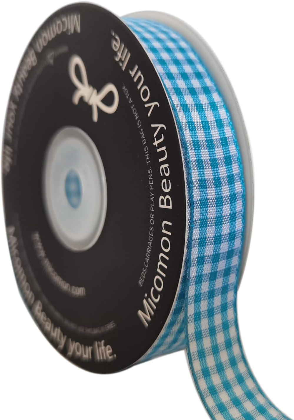 Vivid Blue and White Woven Edge Plaid Ribbon 100% Polyester Gingham Ribbon 25 Yards Each Roll (5/8",Vivid Blue)