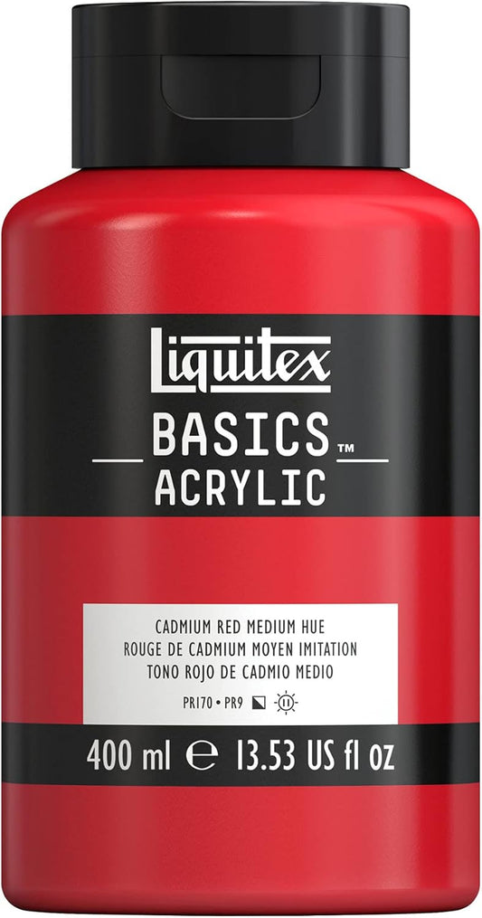Liquitex BASICS Acrylic Paint, 400ml (13.5-oz) Bottle, Cadmium Red Medium Hue