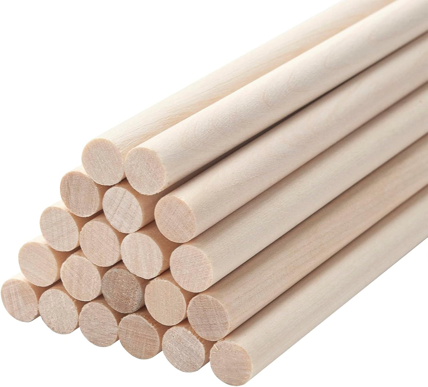 Wooden Dowels Round Wood Dowel Rods 3/8 x 15 Inch, 20PCS Macrame Dowel Wooden Sticks for Crafts, Unfinished Hardwood Sticks for Arts and DIYers, Crafting, Tiered Cake Support and Wedding Ribbon Wands