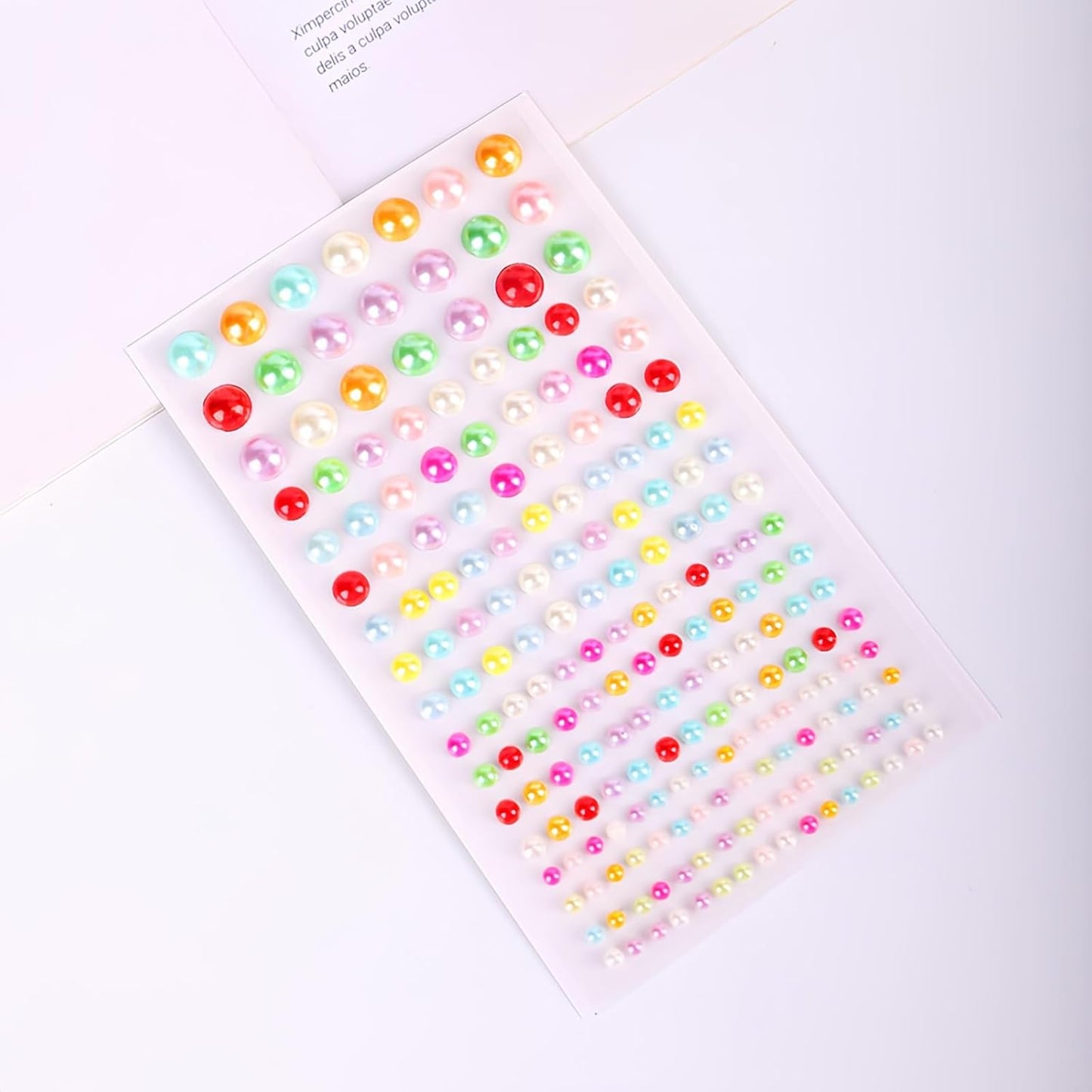 Self Adhesive Face Gems and Pearls for Makeup, Festival Jewels, Hair Gems Pearls, 3/4/5/6/8 mm Round Rhinestone Stickers for Face, Eye, Makeup, Body, Crafts 591Pcs (02_Color Pearl)