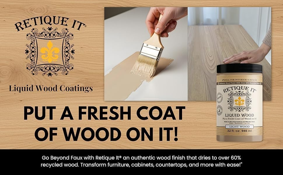 Retique It New and Improved Formula Liquid Wood Coatings - Stainable Primer - Paint It Then Stain it (Dark Wood, Large)
