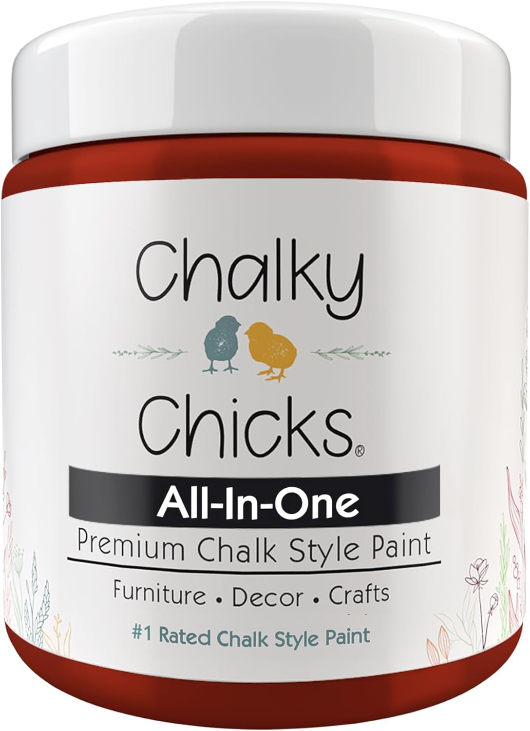 Chalky Chicks All-in-One Chalk Paint for Furniture or Cabinet - 8 Fl Oz - Matte Finish Poison Apple (Dark Red) for Metal, Wood Furniture Paint - No Sanding All-in-One for Home Decor & Crafts, USA Made