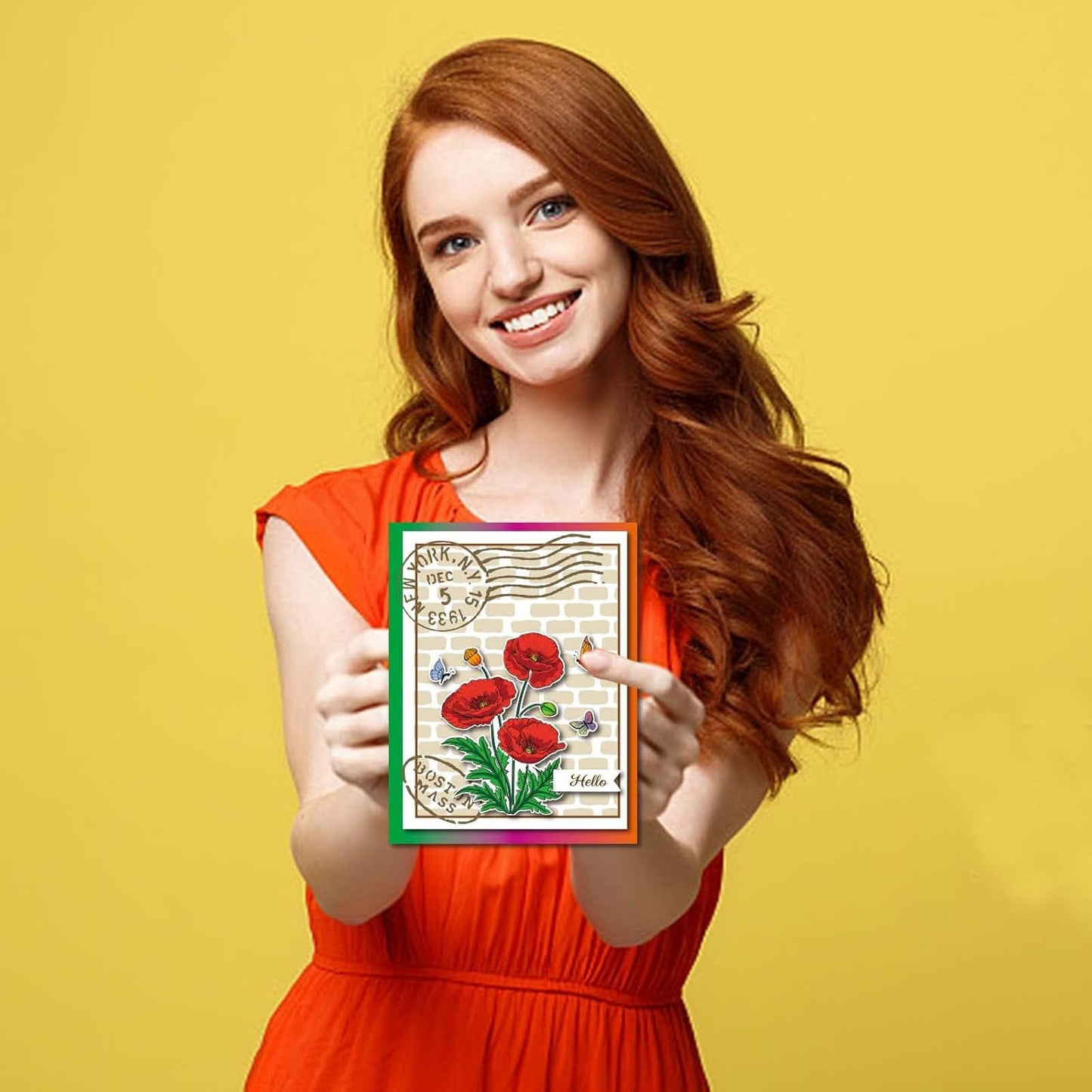 ORIGACH Realistic Corn Poppy Flower Stamps and Die and Layering Coloring Stencil Bundle for Card Making Album Arts Crafts Supplies