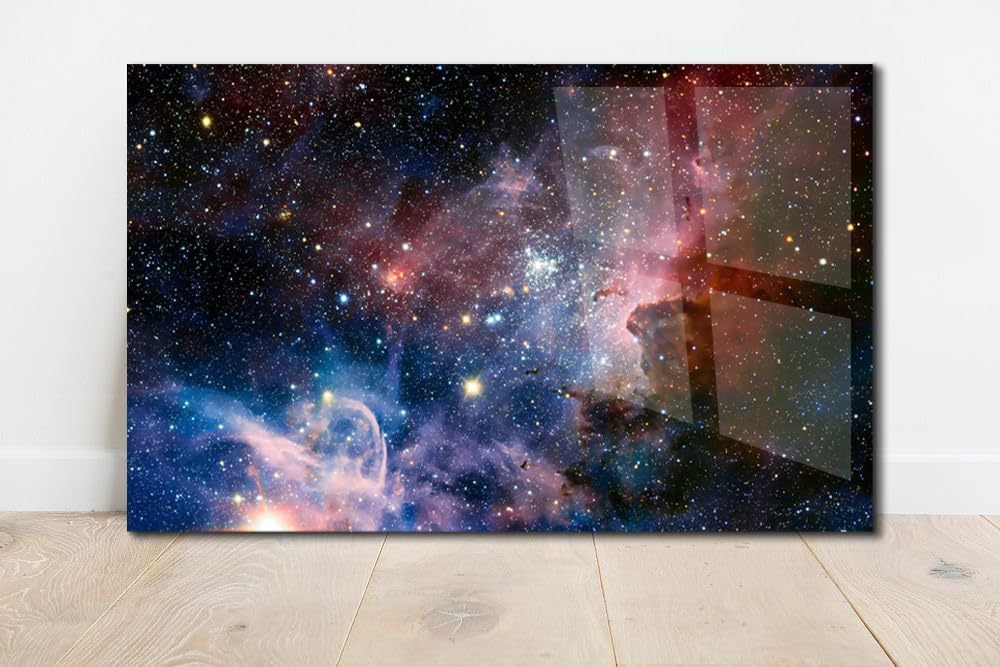 SpiritualHands Stunning Nebula Tempered Glass Wall Art Painting for Living Room, Tempered Glass Modern Prints Decor, Large Vivid Color Panel for Bedroom, Kitchen, or Office