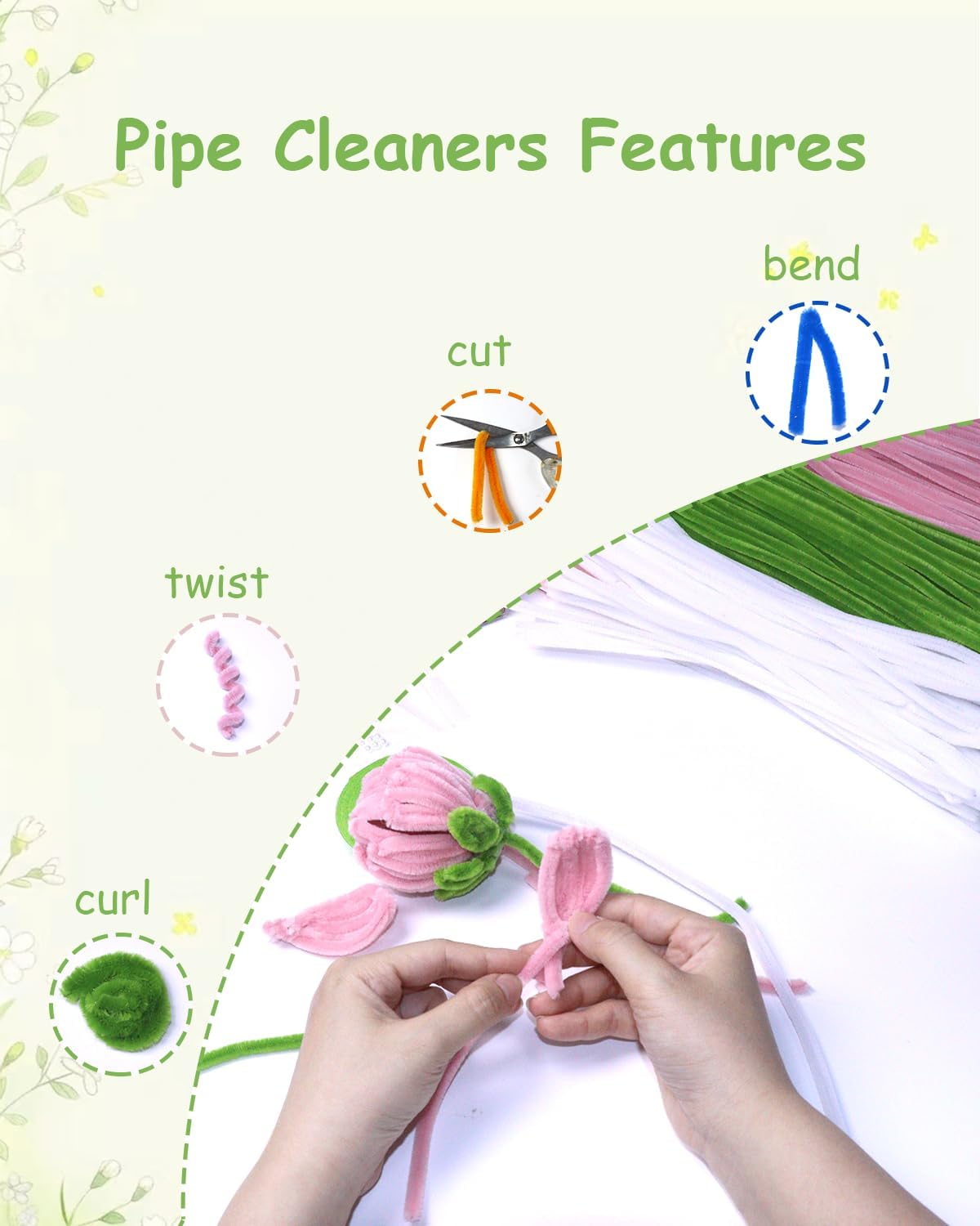 Pipe Cleaners, 400 Pieces Chenille Stems for Flower Bouquet Making, Fuzzy Sticks for DIY Projects, STEM Activities, Length 11.8 inches(30cm), Beginner-Friendly Birthday Gifts for Craft Lovers (Pink)