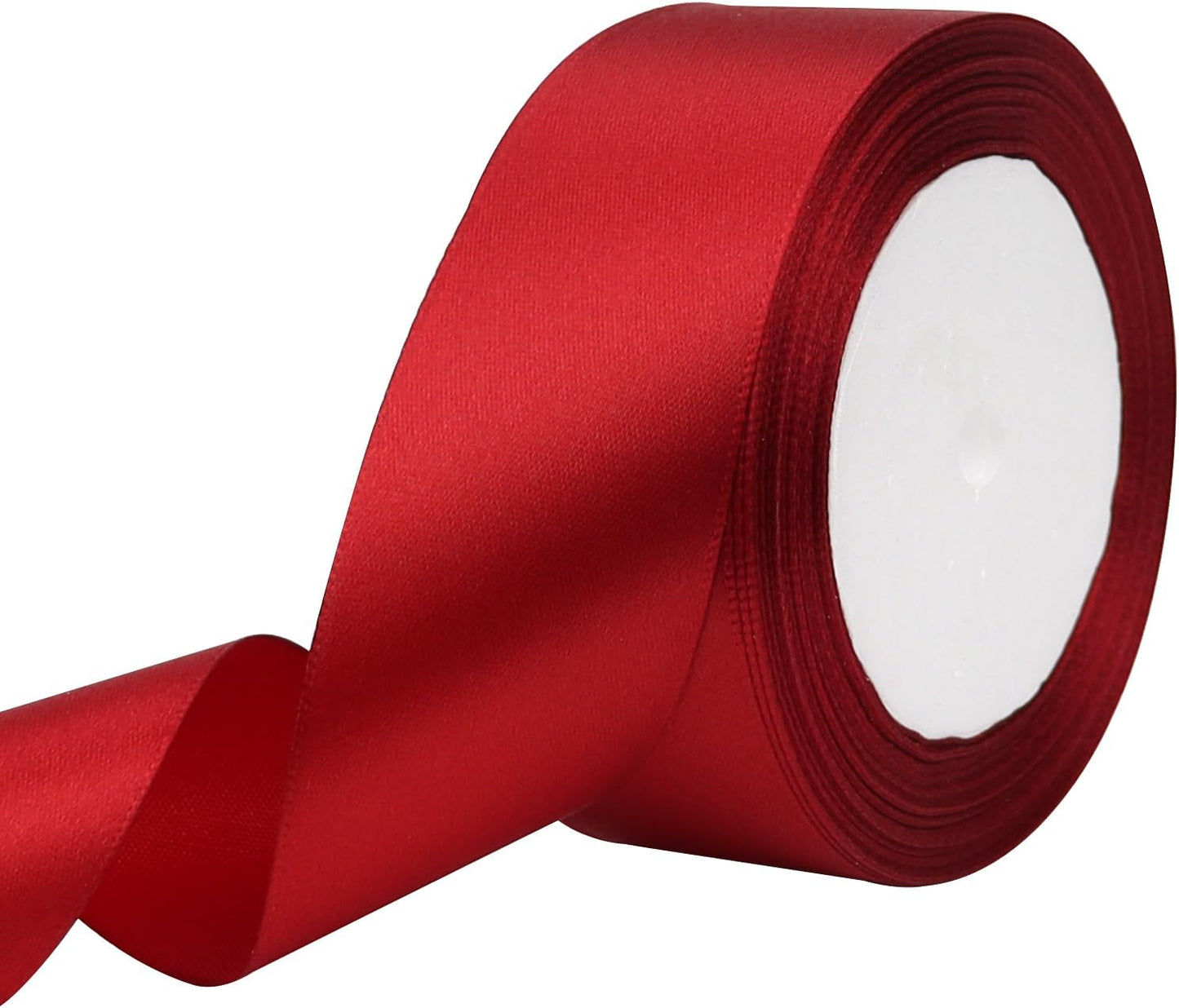 Deep red Solid Satin Ribbon 1-1/2 Inch 25 Yards Solid Polyester Fabric Ribbon for Gift Wrapping Wedding Christmas Baby Shower Birthday Party Decoration Handmade Immortal Flower Craft