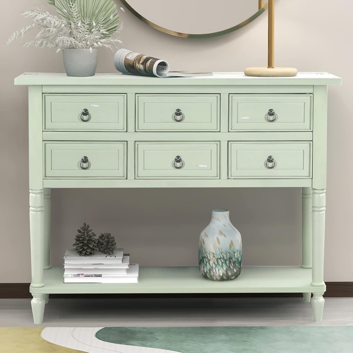 DWIL Matte Finish Furniture Paint - 32 Oz Wood Paint for Cabinets, Doors, Tables, and Dressers Refinishing - Water-Based, Non-Toxic & Odorless, Easy to Apply(Organza Green)-With Tools