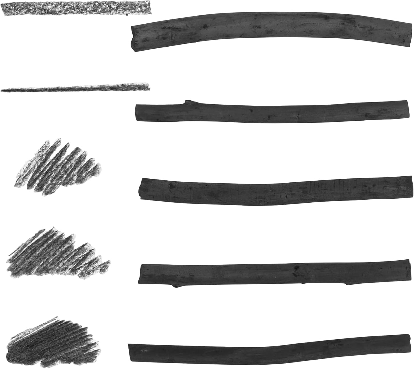 Pacific Arc 2 Pack Large Vine Charcoal Stick 5/Pkg, Soft, Black, Thick Willow Charcoal for Sketching and Drawing