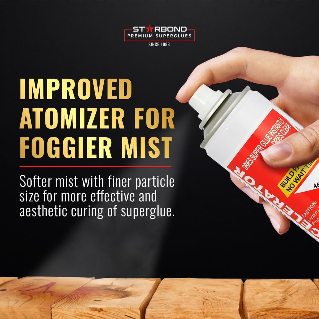 Starbond 4 oz Medium CA Glue with 6 oz Activator Bundle, Premium Cyanoacrylate Super Glue, for Quick Repair, Woodworking, Woodturning, Hobby Models