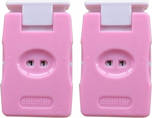 RUIAN Knitting Counter Stitch Needle Marking Tool Mini Crochet Stitch Counter Knitting Stitch Counter Plastic Knit Stitch Counter (2Pcs,Pink)