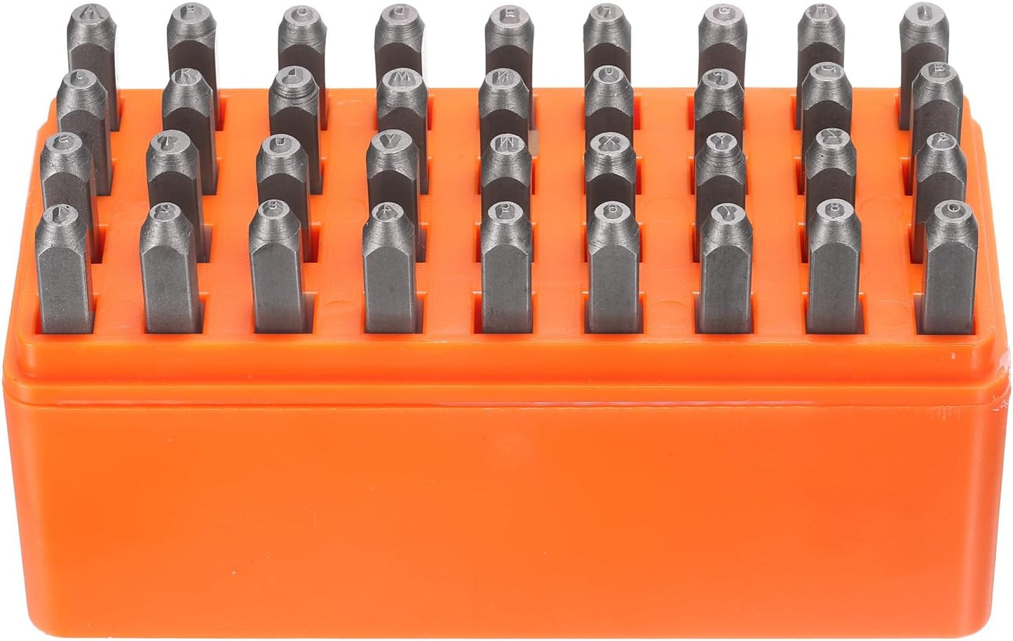HARFINGTON 36pcs Metal Stamping Kit 1/16" (1.5mm) Steel Uppercase Letter and Number Punch Set (A-Z / 0-8 / "&" Symbol) Punch Press Tool with Case for Imprinting Metal Plastic Wood Leather