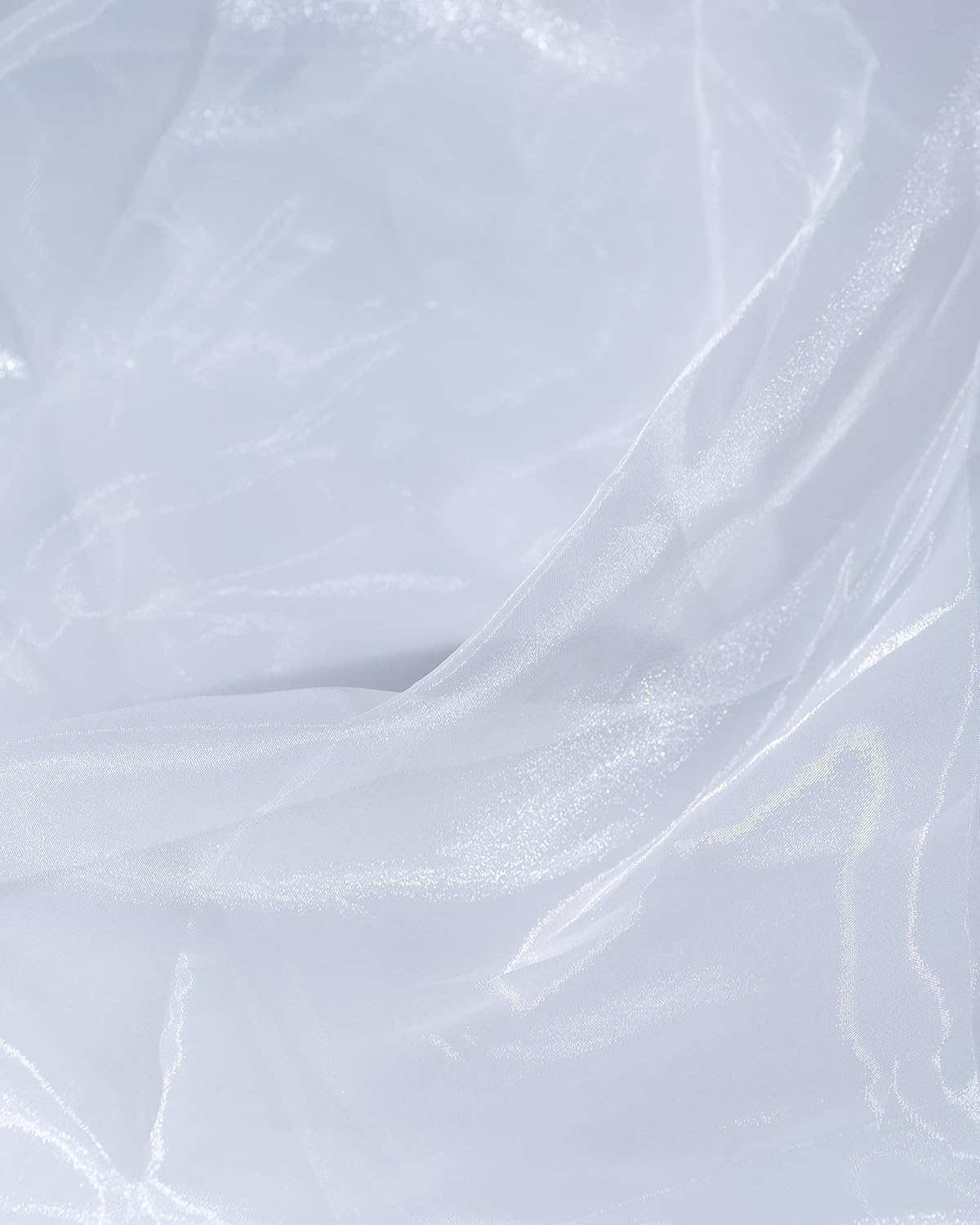 Organza Fabric 5 Yard Bridal Solid Sheer Organza Fabric Bolt for Wedding Dress, Fashion, Crafts, Decorations Silky Shiny Organza 44" - (5 Yard, White)