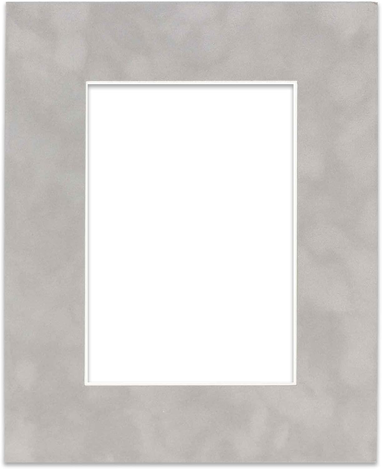 11x14 Mat Bevel Cut for 8.5x11 Photos - Acid Free Light Grey Suede Precut Matboard With Backing Board and Crystal Clear, Self Seal Mat Bag - For Pictures, Framing - 4-ply Thickness
