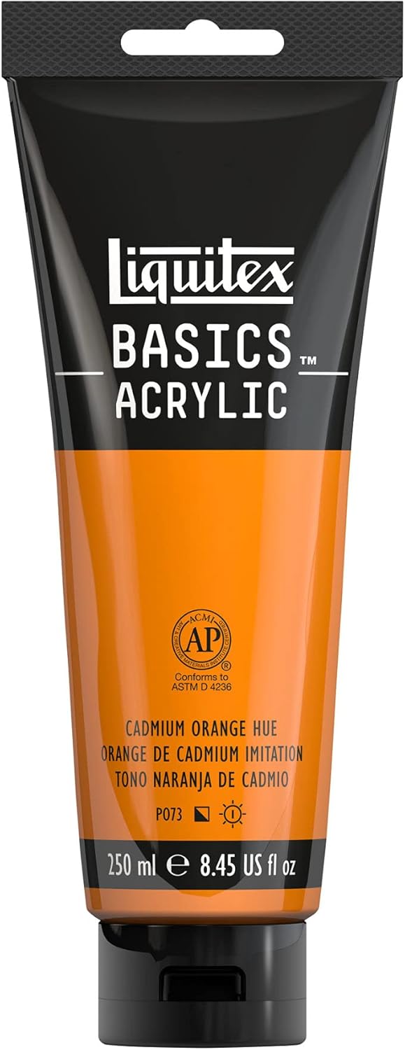 Liquitex BASICS Acrylic Paint, 250ml (8.5-oz) Tube, Cadmium Orange Hue