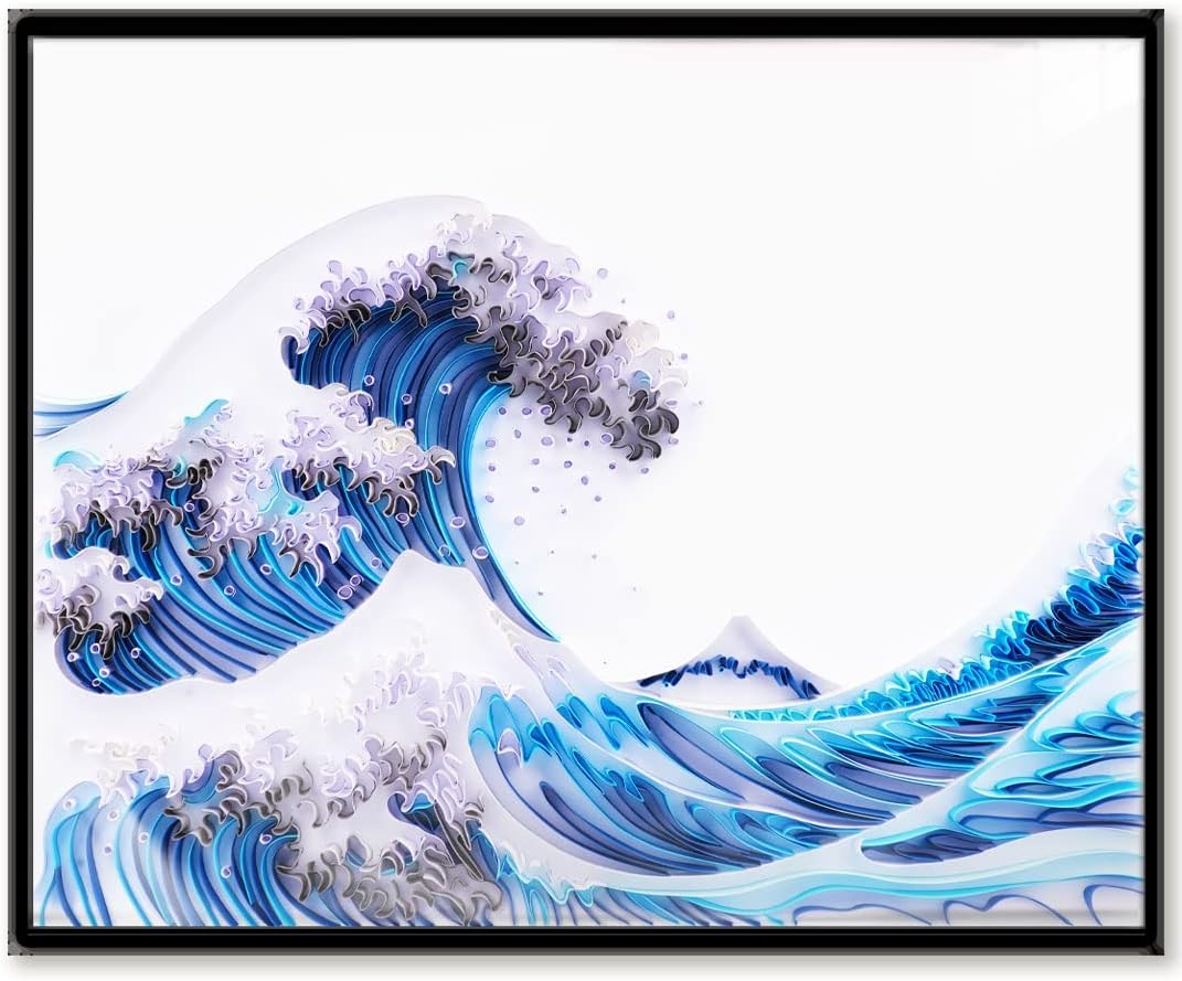 Uniquilling Quilling Kit Paper Quilling Kit for Adults Beginner, Handmade DIY Craft Quilling Paper Filigree Painting Kit Tools, Room Wall Art Decor Gifts, 16 * 20-inch Great Wave Off Kanagawa (Basic)