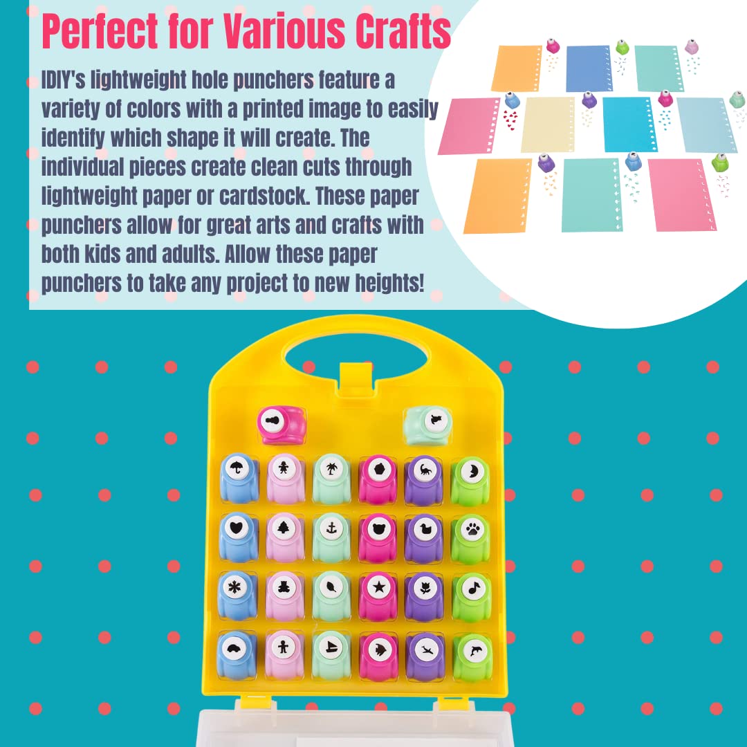 Scrapbook Paper Punch 26pc Mini Paper Hole Punchers w Case - All Different Crafting Designs Hole Punch for Greeting Cards, Scrapbooking, Arts & Crafts, Projects for Kid & Adults, Summer Camp, Gifts