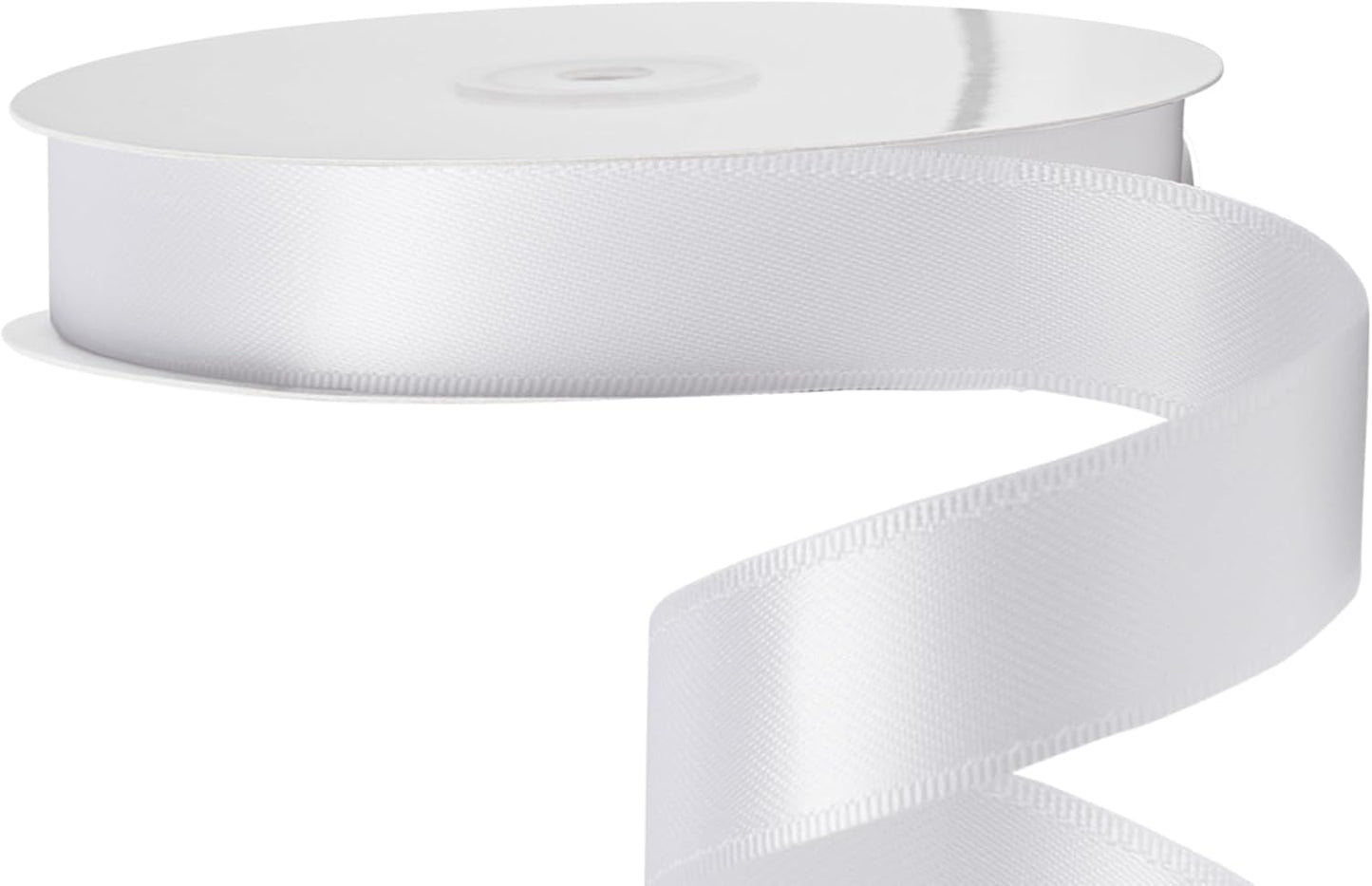 LIUYAXI White Double Faced Satin Ribbon, 1" X Continuous 50 Yards, Ribbons Perfect for Gift Wrapping Wedding Bouquet Decor DIY Craft Bow Making & Other Projects