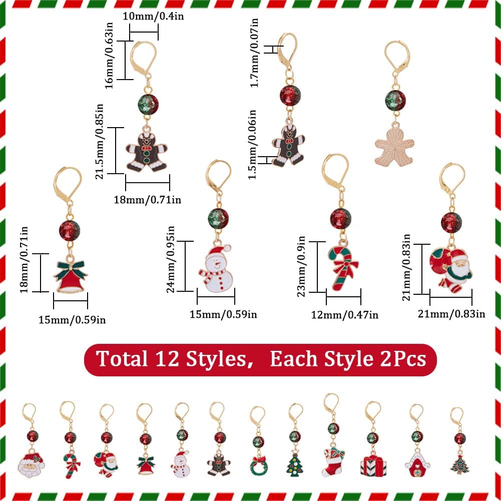 SUNNYCLUE 1 Box 24Pcs 12 Style Christmas Crochet Stitch Markers Stitch Marker Small Enamel Crochet Knitting Charms for Knitting Weaving Sewing Needleworks DIY Craft Supplies