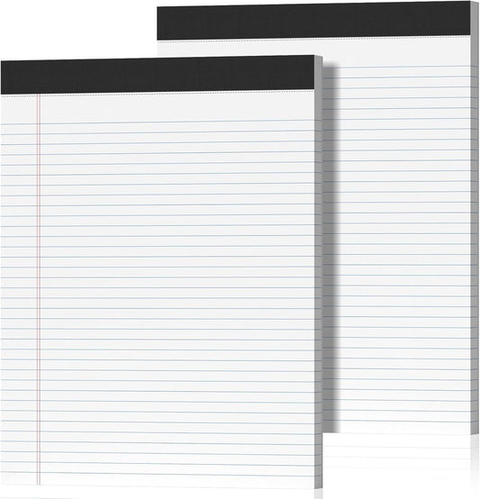 2 Pack Legal Pads 8.5 x 11 College Ruled Note Pads 8.5 x 11 Notepads 8.5 x 11 Micro Perforated Writing Pads 8.5 x 11 Pads of Paper Lined White Paper, 50 Sheets per Notepad for Home, Office, School
