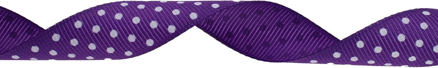 Polka Dot Grosgrain Ribbon 25 Yard Each Roll 100% Polyester (3/4", Purple)