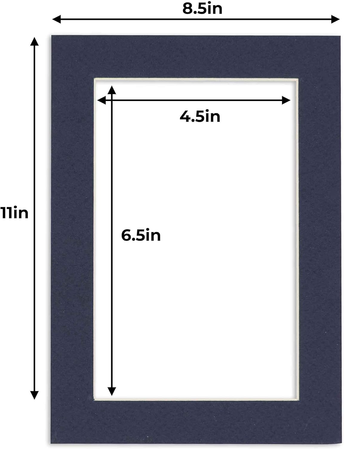 5x7 Mat for 8.5x11 Frame - Precut Mat Board Acid-Free Show Kit with Backing Board, and Clear Bags Navy 5x7 Photo Matte Made to Fit a 8.5x11 Picture Frame Matboard for Framing, Pack of 10 Mats