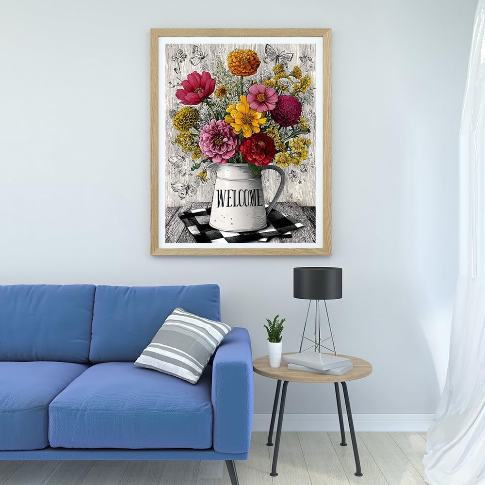 Moohue 14ct Counted Stamped Cross Stitch Kits for Adults Flowers Printed Cross Stitch Patterns Art Crafts Cross Stitch Supplies (Flowers 13)