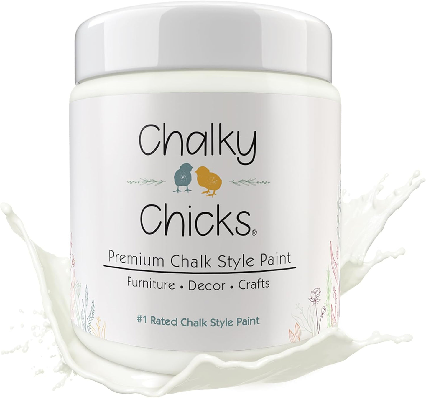 Chalky Chicks All-in-One Chalk Paint for Furniture or Cabinet - 16 Fl Oz - Matte Finish Buttermilk (White) for Metal, Wood Furniture Paint - No Sanding All-in-One for Home Decor & Crafts, USA Made