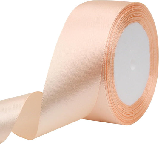 Naked Pink Solid Satin Ribbon 1-1/2 Inch 25 Yards Solid Polyester Fabric Ribbon for Gift Wrapping Wedding Christmas Baby Shower Birthday Party Decoration Handmade Immortal Flower Craft