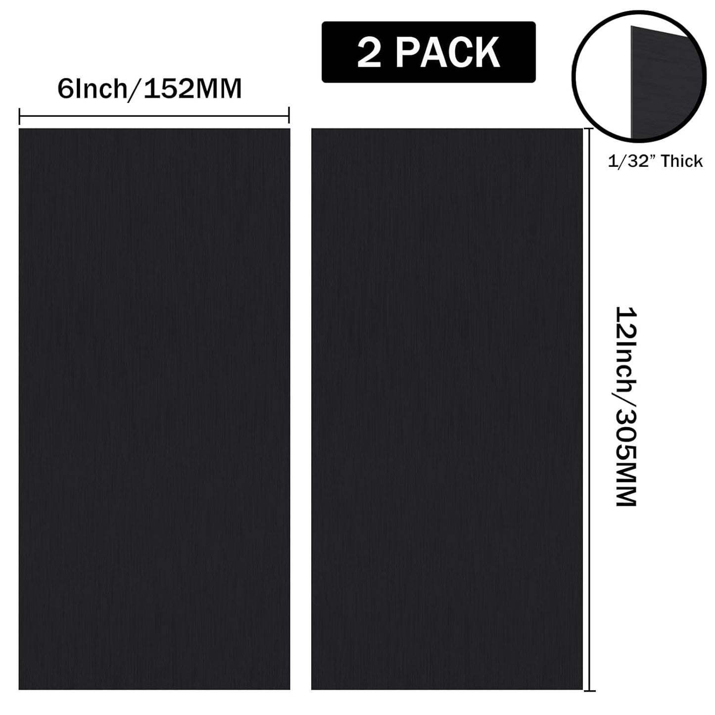2Pack Anodized Aluminum Sheet 6 x 12 x 1/32(0.0315") Inch Black Anodized Aluminum Metal Plates Engraving Blanks for Laser Engraving, DIY, 0.8MM Thin Decorative Aluminum Metal Sheets for Crafting