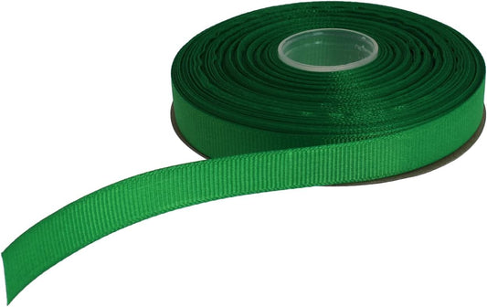Solid Grosgrain Ribbon 25 Yard Each Roll 100% Polyester Woven Edge (3/8", Green)
