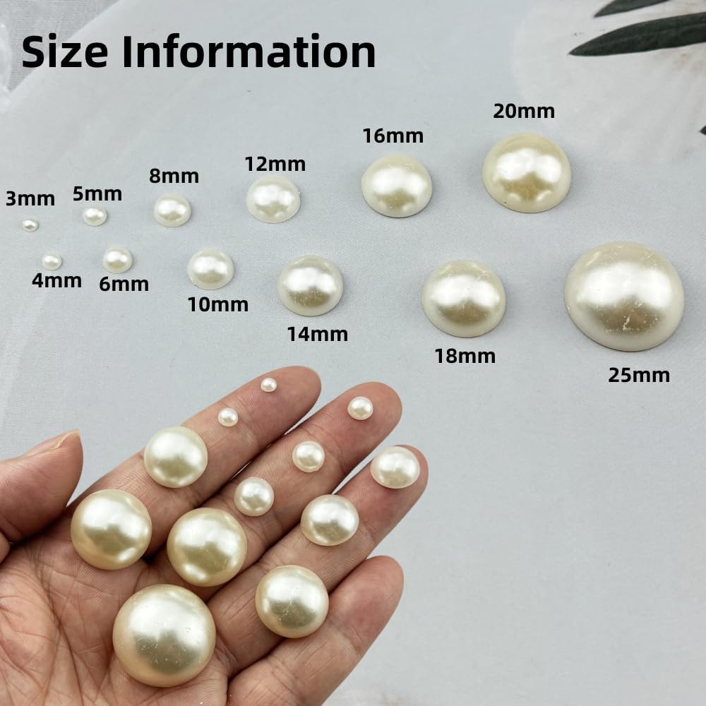 5000pcs 5mm Half Pearls for Crafts Flatback Round Half Pearl Beads for Jewelry Making Nail Art Scrapbook Craft Wedding Dress Decoration(Ivory White)