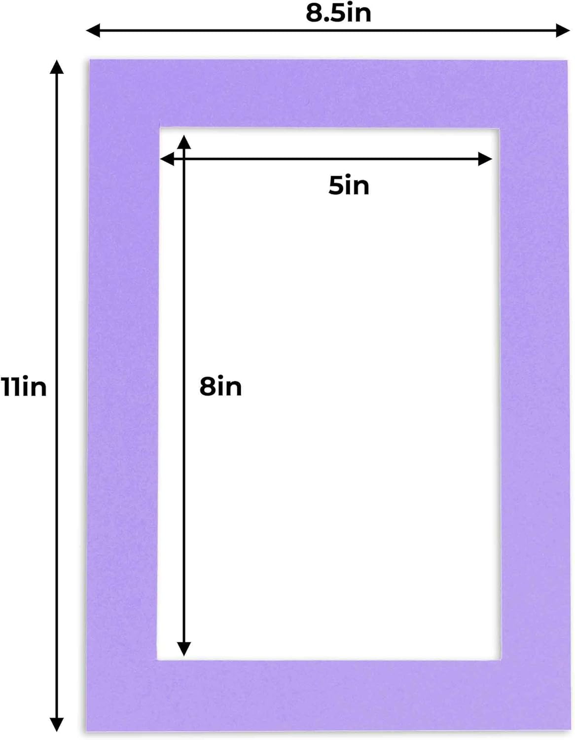 5.5x8.5 Mat for 8.5x11 Frame - Precut Mat Board Acid-Free Light Purple 5.5x8.5 Photo Matte for a 8.5x11 Picture Frame, Matboard for Family Photos, Show Kits, Art, Picture Framing, Pack of 25 Mats