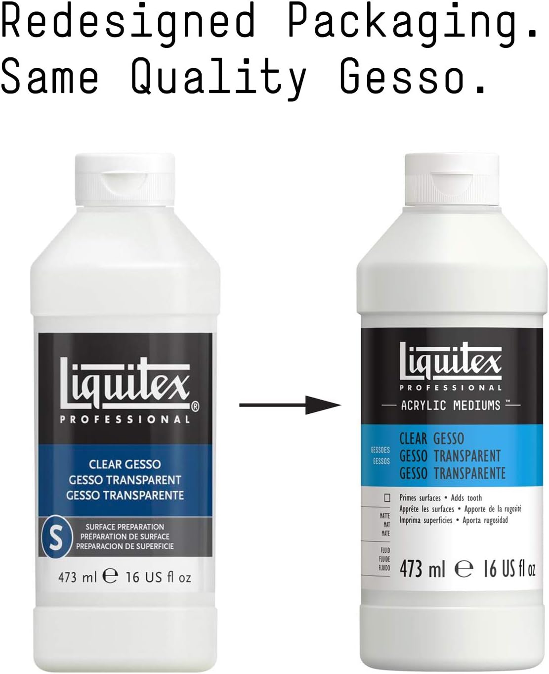 Liquitex Professional Gesso Surface Prep Medium, 473ml (16-oz), Clear