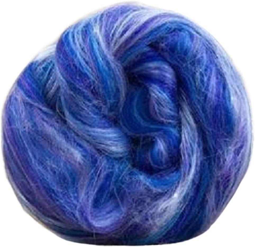 Revolution Fibers – Constellation Range Roving (8 Ounces) | Multicolored Tonal Blend of 70% Dyed Merino and 30% Tussah Silk Combed Top | Soft Fiber for Felting, Spinning, Knitting (Phoenix Blue)