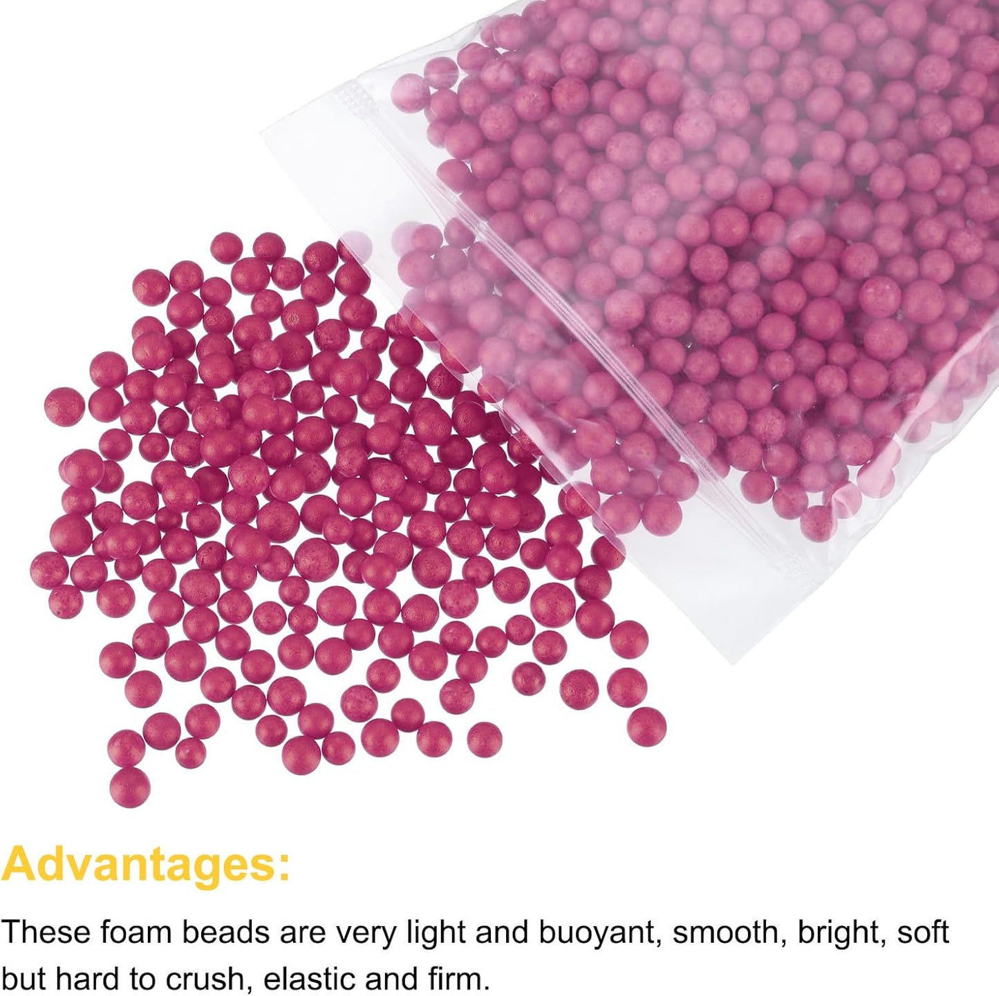 MECCANIXITY Foam Beads Foam Balls 7-9mm for Wedding and Party Decorations, Tiny Packing Balls, Arts DIY Crafts Supplies (Rose Red,1 Pack Approx 3000pcs)