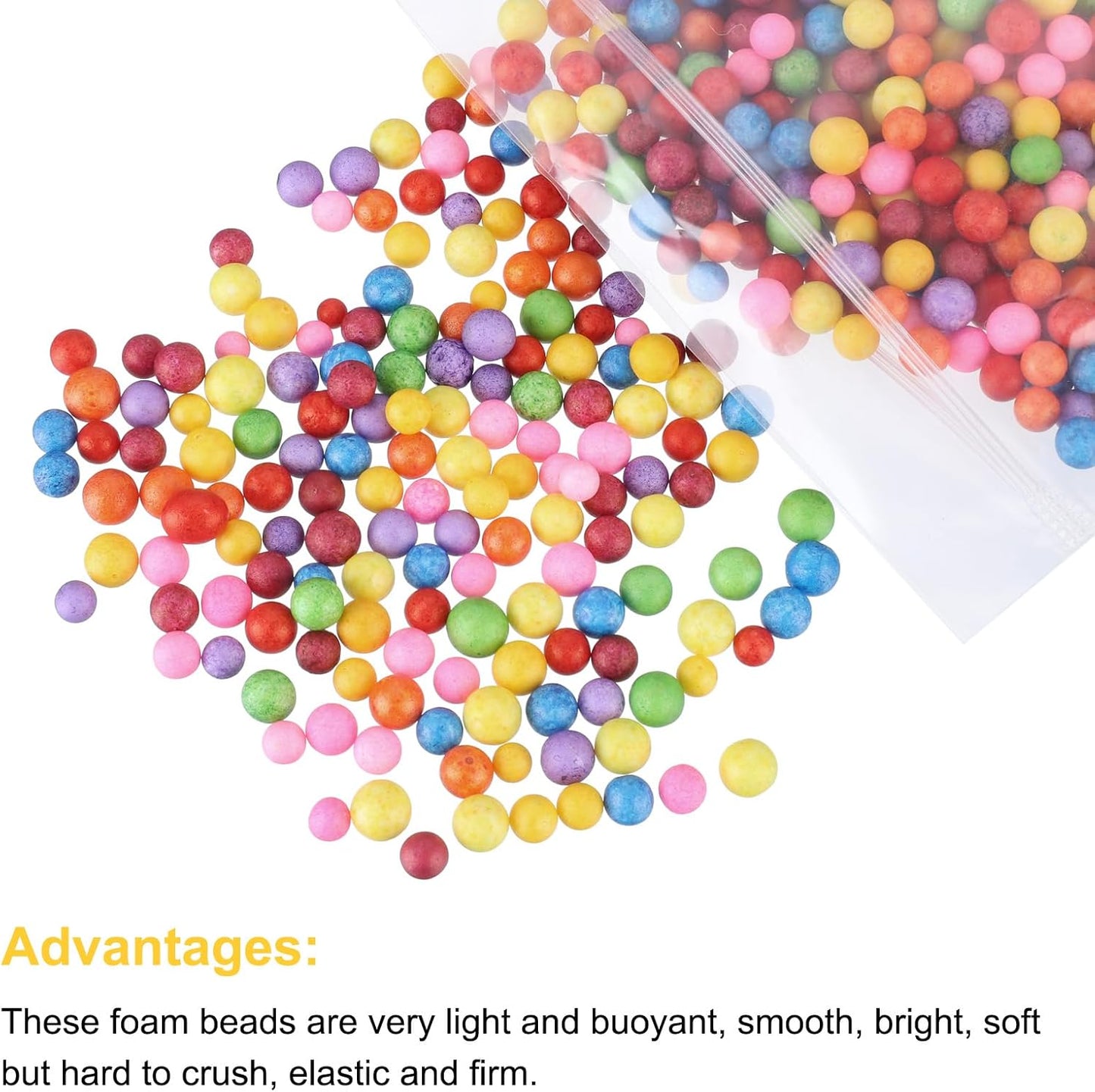 MECCANIXITY Foam Beads Foam Balls 7-9mm for Wedding and Party Decorations, Tiny Packing Balls, Arts DIY Crafts Supplies (Multicolored,1 Pack Approx 3000pcs)