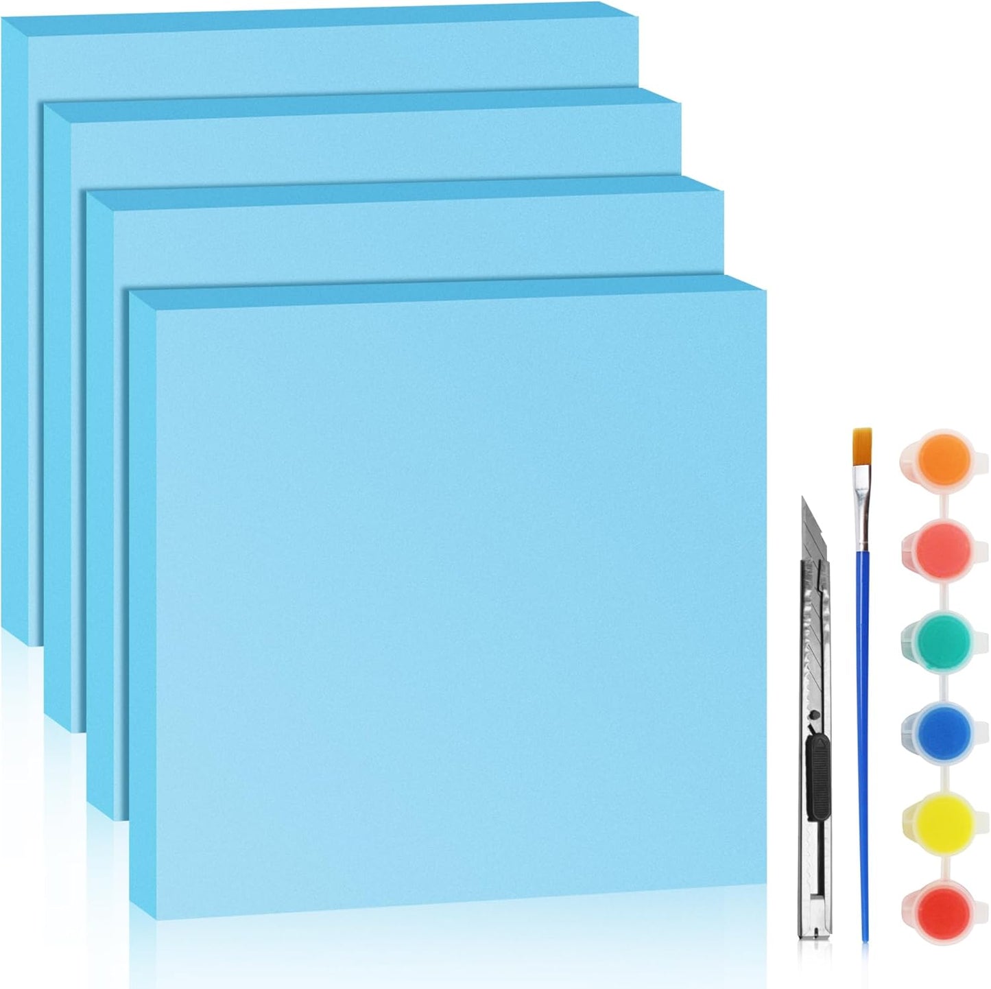 LuckyFoam Blue 4 Pack 12x12x1 inch Foam Sheets 1 Inch Thick Polystyrene Rectangles XPS Foam Board Craft for Insulating DIY Modeling Art Supplies