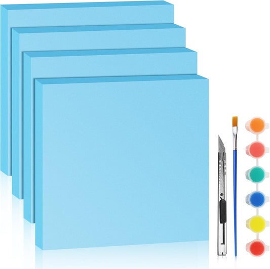 LuckyFoam Blue 4 Pack 12x12x1 inch Foam Sheets 1 Inch Thick Polystyrene Rectangles XPS Foam Board Craft for Insulating DIY Modeling Art Supplies