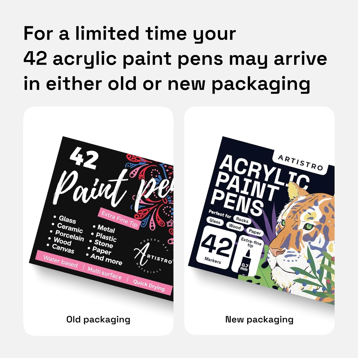 ARTISTRO 42 Acrylic Paint Pens, Art Set Acrylic Markers for Textile, Canvas, Rock, Glass, Wood, Paper, Pumpkin, DIY, Paint Markers for Kids and Adults