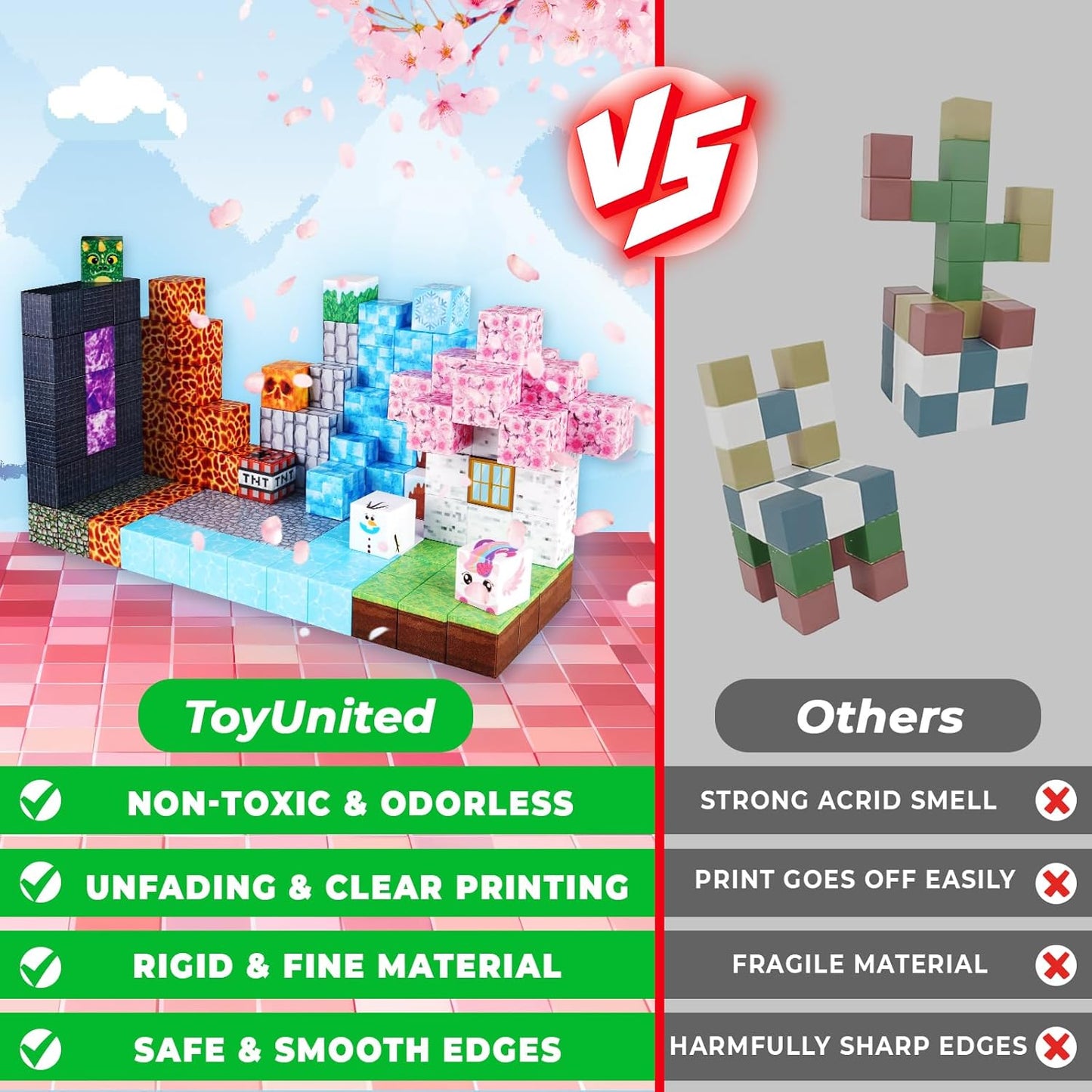 Magnetic Blocks-150PCS Magnetic Building Blocks Magnet Cubes Stacking Dark Forest Glacier Castle, STEM Montessori Sensory Toys for Kids Boys Girls Ages 4-8 Holiday Birthday Easter Gifts