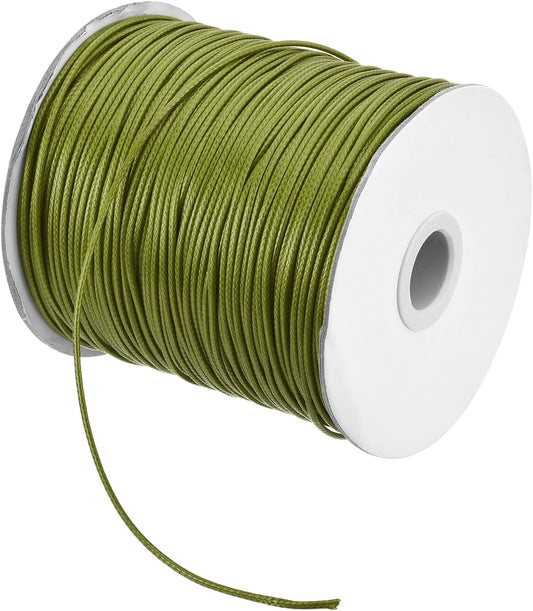 MECCANIXITY Waxed Cord 1.5mm Waxed Polyester Cord 175 Yard Wax String for Bracelet Making,Necklaces, Beading,Jewelry Making and DIY Crafts(Army Green)