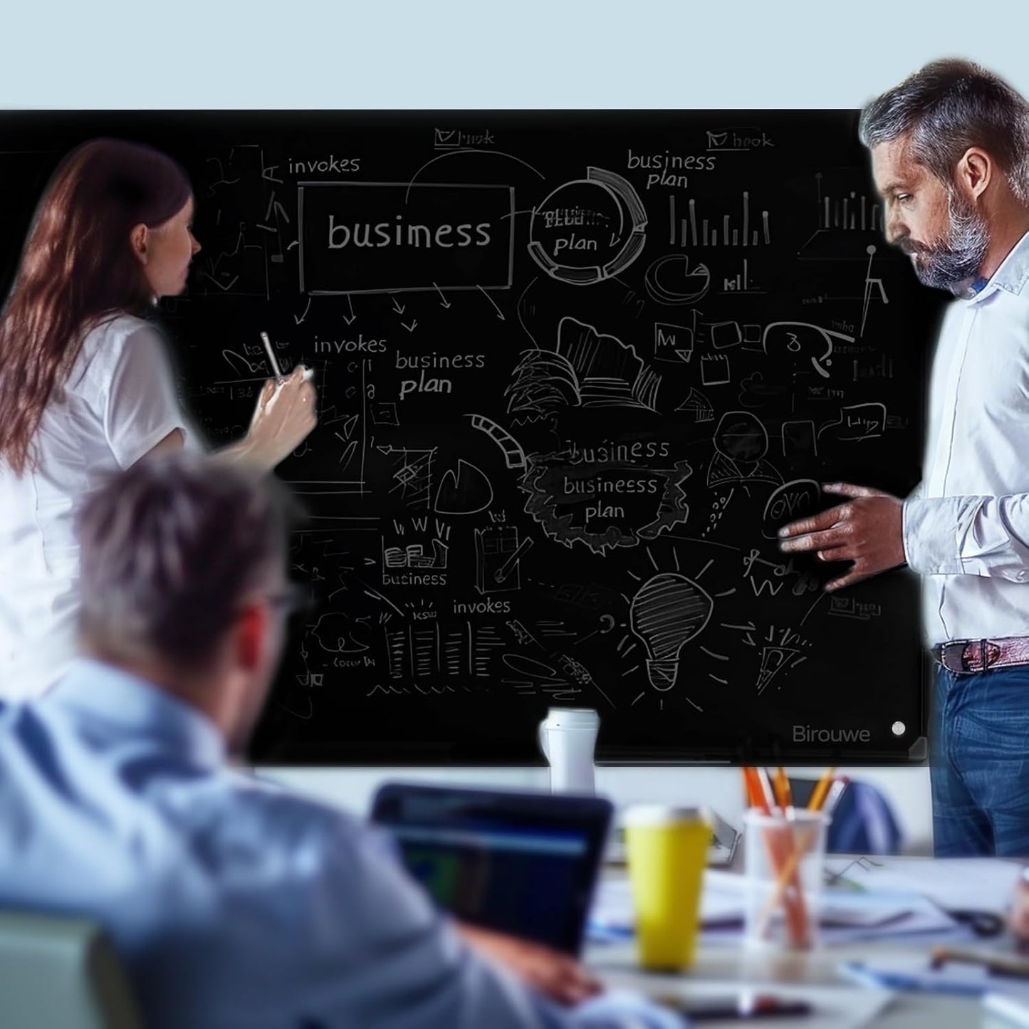 Magnetic Glass Blackboard - Glass Dry Erase Board 48"x36" Large Frameless Glass Board for Walls Office School and Home