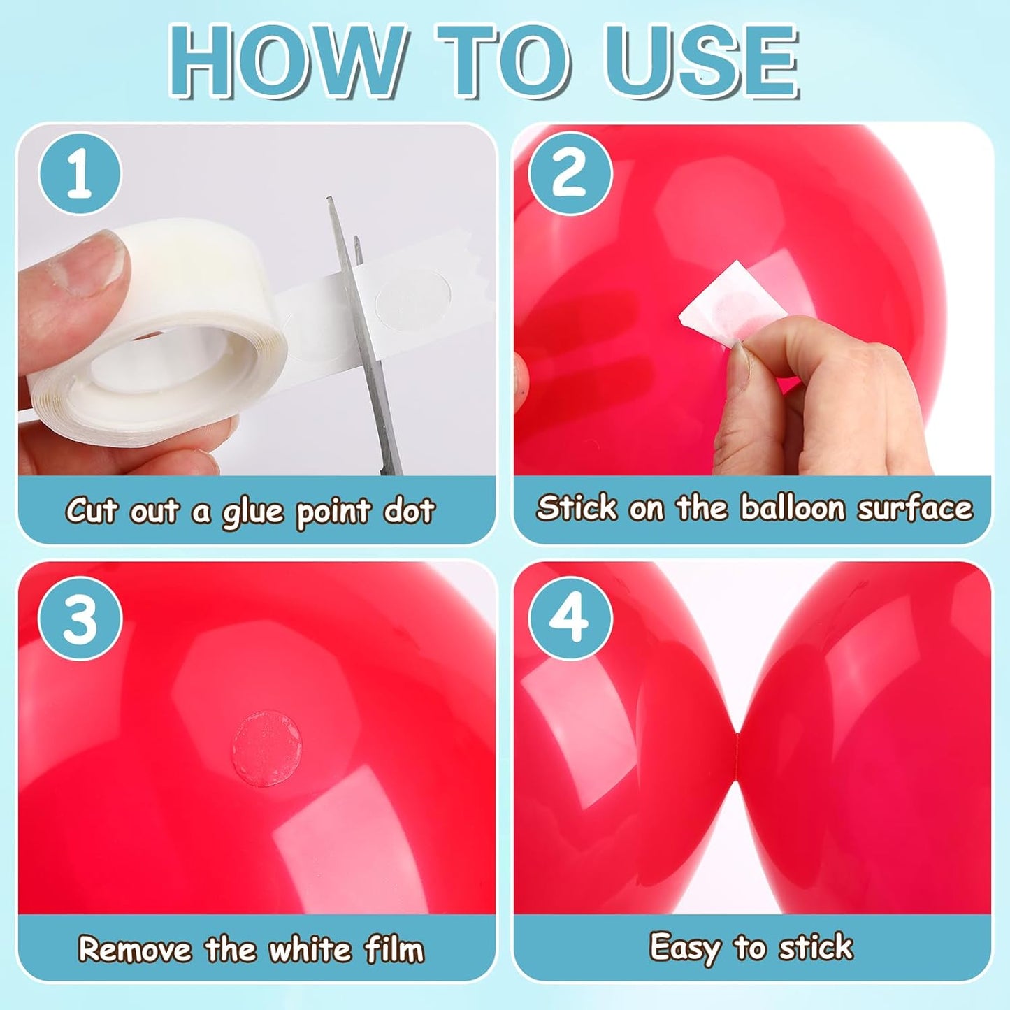 UPINS Glue Points Dots, 1500Pcs Balloon Glue Adhesive Dots, Double Sided Removable, 10mm