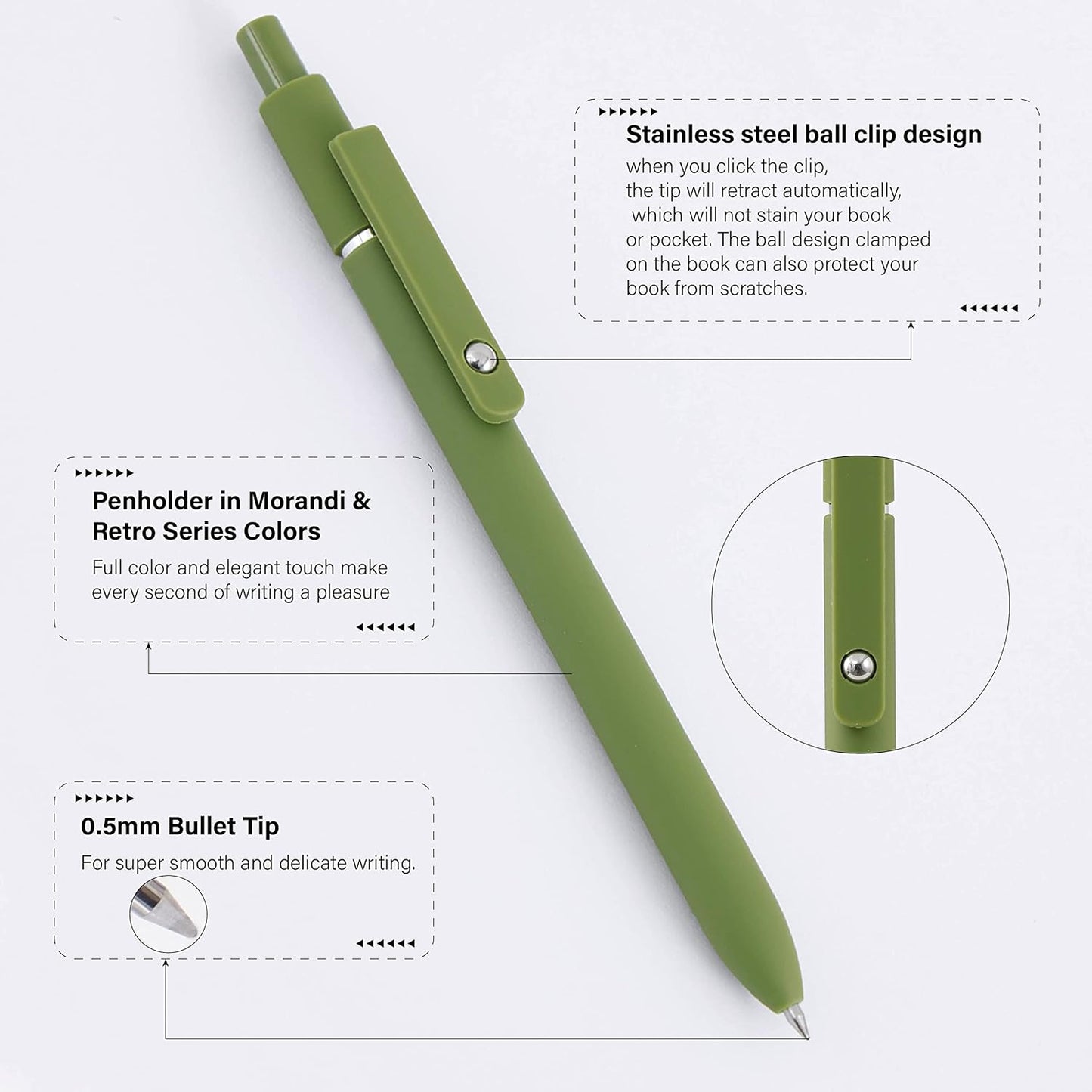 FIOVER Gel Pens,10pcs 0.5mm Quick Dry Black Ink Fine Point Smooth Writing Pens High-End Series Ballpoint for Office School Supplies(Morandi & Retro)