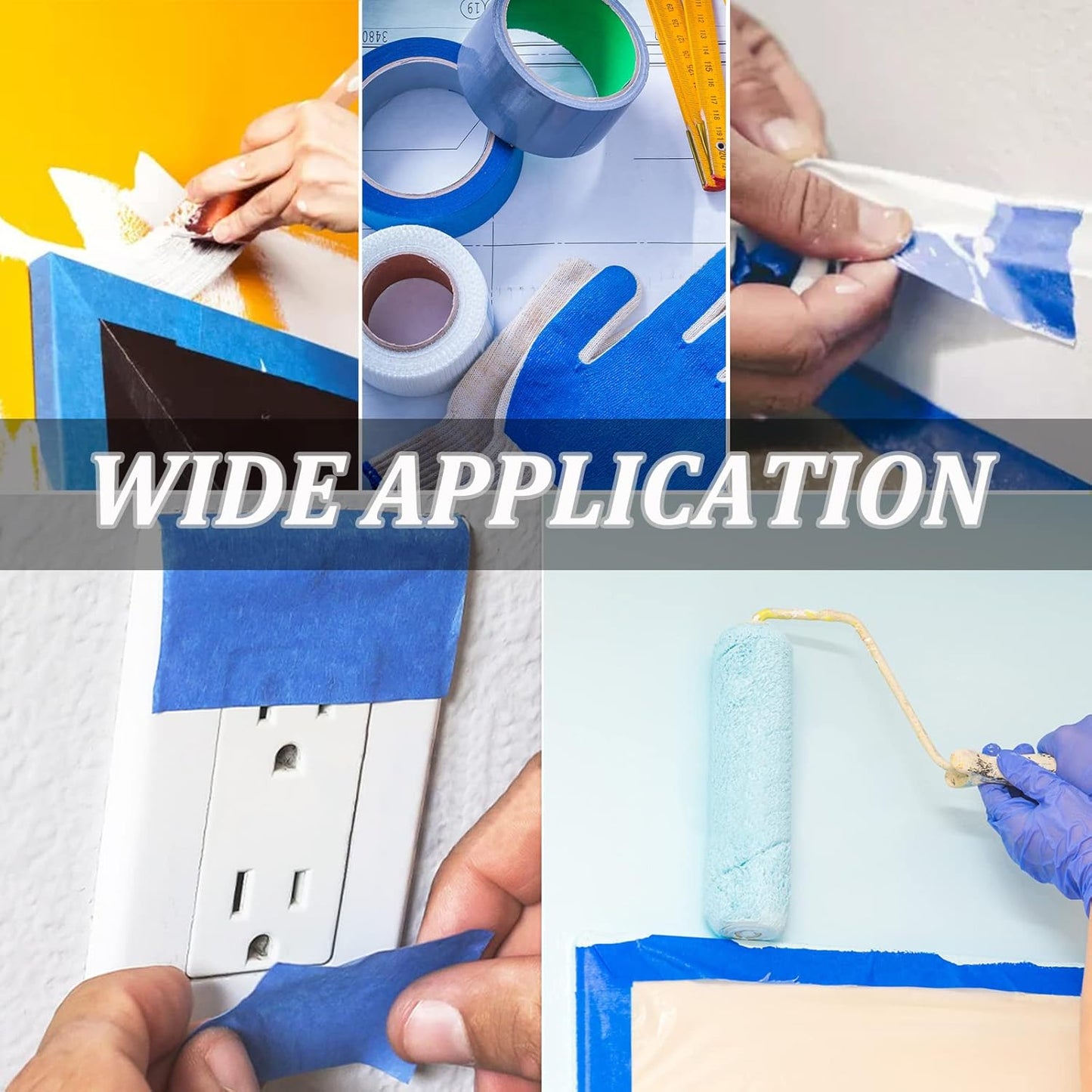 Premium Painter's Tape, 10 Rolls Blue Tapes Painters Tape, 1.88in x 60.1yds, General Purpose Masking Tape, Multi-Surface Painting Tape for Painter, DIY Crafts Arts, Indoor & Outdoor Use, Easy Removal