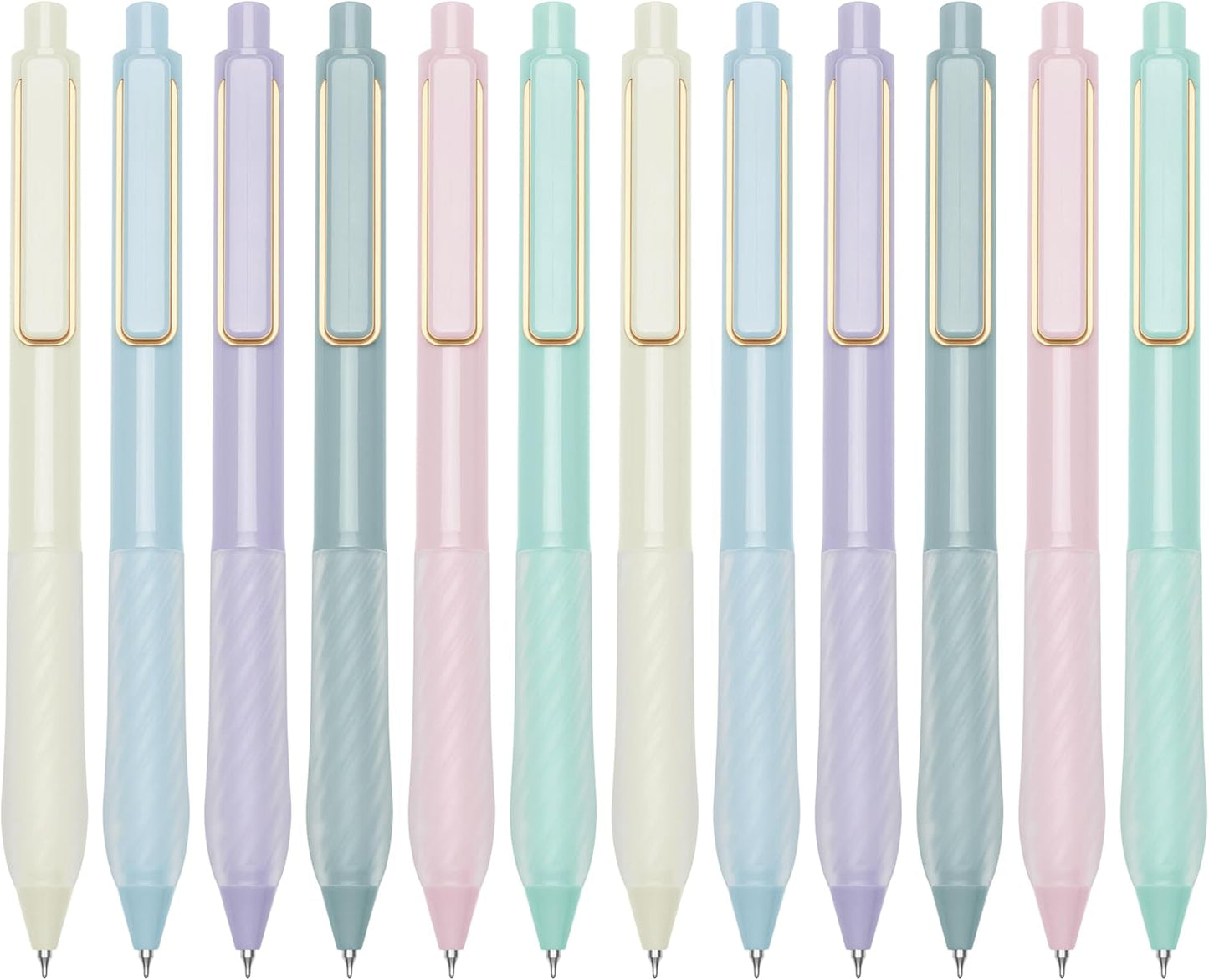 Gel Pens Black Ink Fine Point 0.5mm Retractable Cute Pen for Smooth Writing School Office Supplies (Gold 12-count)